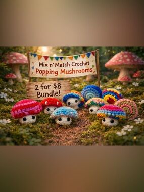 Mix and Match Crochet Popping Mushrooms